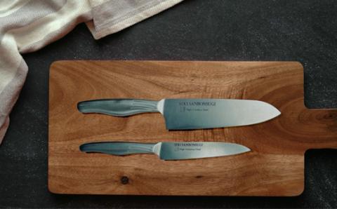 H14-24 関三本杉オールメタル三徳ペティセット オールステンレス