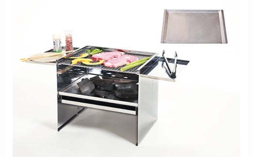 刃物屋が造った本格的バーベキューコンロ 焼板付　D70-01