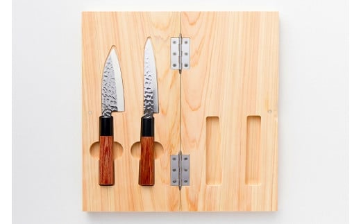 「?.」 KITEN 折りたたみ式 ヒノキまな板 包丁セット（折りたたみ式まな板・ペティ・小出刃セット）