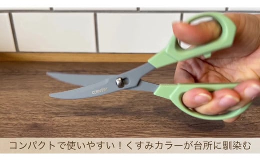 キッチンハサミ CURVEST グリーン ～キッチンハサミ はさみ フッ素コート 食洗機対応 分解式 刃物 ニッケン刃物 キッチン鋏 キッチンはさみ キッチンツール キッチン用品 調理器具～