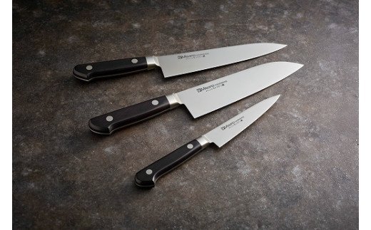 H120-06 Misono モリブデン鋼 3本セット （三徳包丁・牛刀包丁・ペティナイフ）