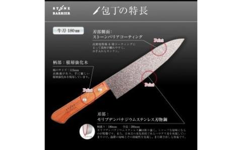 H30-04 スーパーストーンバリア包丁 牛刀180mm: 関市ANAのふるさと納税
