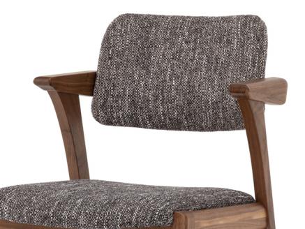 D129-02 B.H.ダイニングチェア（ショートアーム）【ウォルナット材】JBH-DC22A PNW/EベガスCOA