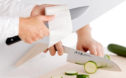 源虎徹 銀彩ダマスカス 三徳 180mm （M100/安田刃物）