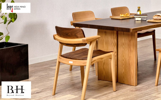 B.H.ダイニングチェア（ショートアーム）【オーク材+ウォルナット材】 JBH-DCX201A PNO+W イス・椅子（D145-03）