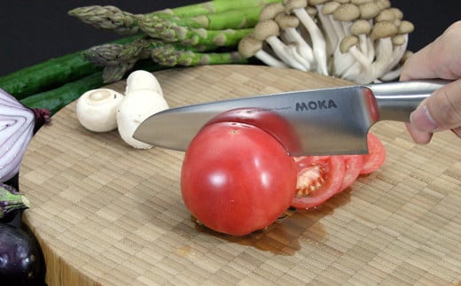 MOKA 小三徳包丁 オールステンレス｜軽くてにぎりやすい ハンドル 女性でも使いやすい 一体型 お手入れ簡単 H18-30