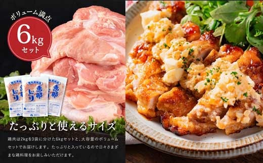 恵那どり もも肉 6kg （2kg×3パック） 冷凍 鶏肉 業務用 原料肉 銘柄鶏【配送不可地域：離島・一部山間部等】
