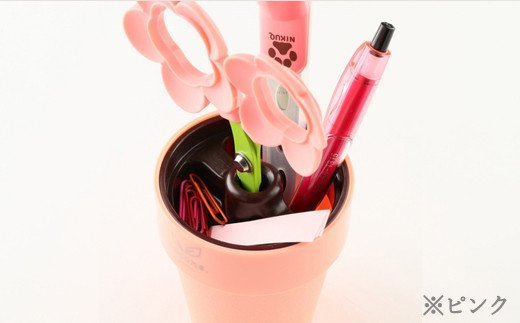 H4-14 【ペン立て付きはさみ】coconeフラワー イエロー ～はさみ ニッケン刃物 インテリア 雑貨 ペン立て 文房具 文具～ かわいいはさみ お花 はさみ 女性 飾れる おしゃれ インスタ映え