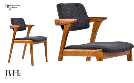 B.H.ダイニングチェア（ショートアーム）【オーク材】 （JBH-DCO207A PBO/B アネルカCG イス・椅子）D108-02