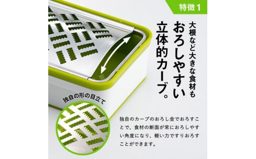 快菜 スーパーおろし器 グリーン｜あっという間にできる 楽々ふわふわ 大根おろし 簡単 時短 滑り止め 受皿 水切り付 SSK-10 H10-153 食洗機不可