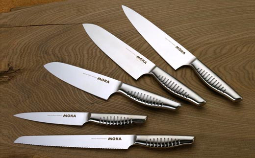 MOKA 小三徳包丁 オールステンレス｜軽くてにぎりやすい ハンドル 女性でも使いやすい 一体型 お手入れ簡単 H18-30