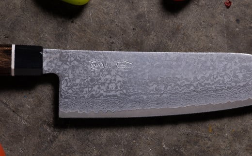 H35-21 ブラックダマスカス三徳包丁 BD-04 黒