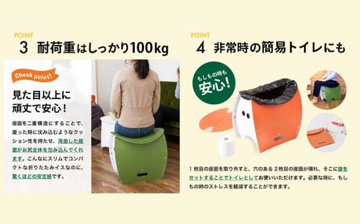折りたたみイス PATATTO350+ オリーブ色 ～シリーズ累計88万個！アウトドアで活躍！非常トイレにも！パタット～