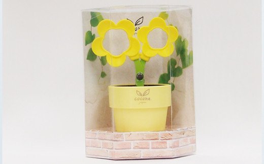 H4-14 【ペン立て付きはさみ】coconeフラワー イエロー ～はさみ ニッケン刃物 インテリア 雑貨 ペン立て 文房具 文具～ かわいいはさみ お花 はさみ 女性 飾れる おしゃれ インスタ映え