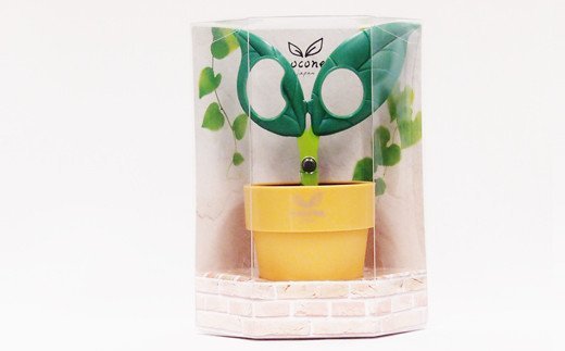 H4-11 【ペン立て付きはさみ】coconeリーフ グリーン ～はさみ ニッケン刃物 インテリア 雑貨 ペン立て 文房具 文具～ かわいいはさみ お花 はさみ 女性 飾れる おしゃれ インスタ映え