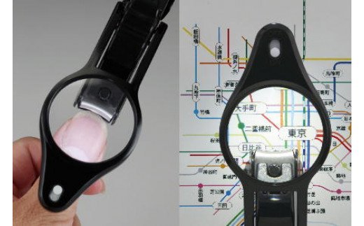 H9-124 ＜刀匠 ◇貝印 関孫六の伝統から生まれたツメキリ＞ ◇貝印 関孫六 LEDルーペ付きツメキリ ～ ルーペ付きだから爪がしっかり見えて切りやすい LED付なので手元が明るい 虫眼鏡 ルーペ