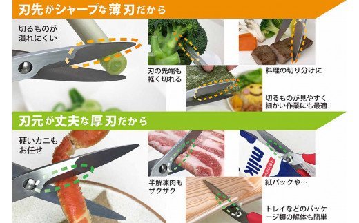【雑誌LDK R5.5月号に掲載されました】分解して洗える　キッチンばさみ　薄＋厚 ハイブリッドキッチン 赤  (HB1-210N-R)