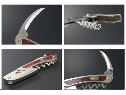 H35-08 Mate ソムリエナイフ ワインレッド合板（FT300/WR） ～メイト ワイン オープナー 栓抜き コルク抜き コークスクリュー ギザ刃 ヴィンテージワイン 関の刃物～