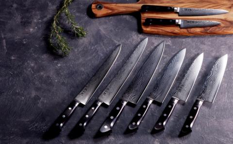 源虎徹 銀彩ダマスカス 三徳 180mm （M100/安田刃物）