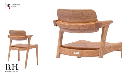 B.H.ダイニングチェア（ショートアーム）【オーク材】 JBH-DCO201A PNO イス・椅子（D134-01）