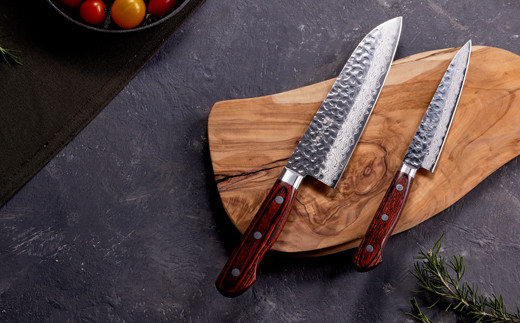 さくさく 鎚目ダマスカス ペティナイフ 135mm（安田刃物）H40-36 包丁