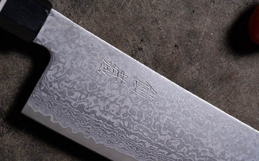 ブラックダマスカス パン切り包丁 仙蔵 220mm 八角柄（BD-06）
