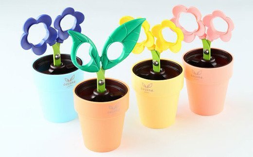 H4-11 【ペン立て付きはさみ】coconeリーフ グリーン ～はさみ ニッケン刃物 インテリア 雑貨 ペン立て 文房具 文具～ かわいいはさみ お花 はさみ 女性 飾れる おしゃれ インスタ映え