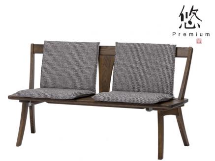 D216-01 悠プレミアム 背付ベンチ（クッション付き）【国産栗材】JYU-LB31-120 PGK/EハウゼンNV