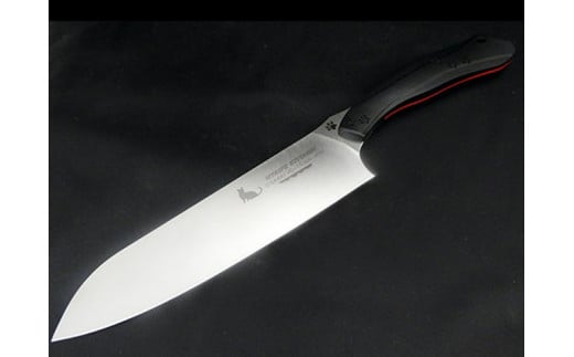 H45-10 NYAIFE KITCHEN （ニャイフキッチン） 三徳包丁 ブラック/レッド ネコver