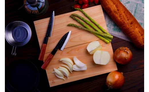 「?.」 KITEN 折りたたみ式 ヒノキまな板 包丁セット（折りたたみ式まな板・ペティ・小出刃セット）