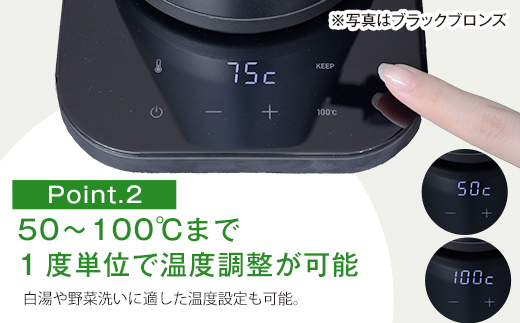 温度調節機能付き電気ケトル（1200W/0.8L） EGL-C1281【グレージュ】77751 F4N-0706
