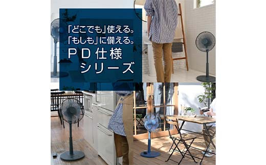 YAMAZEN 30cmDCフルリモコン扇 PD(A) S5M21 RLX-CP030(A) PD(パワー・デリバリー)仕様 扇風機 高出力の風量 コンセントがなくても使用可能 シンプル dcモーター リモコン ブルーグレー F4N-2411