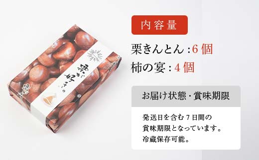 新栗＆新柿 和菓子処一茶堂 栗きんとん6個・柿の宴4個 詰め合わせ F4N-0833