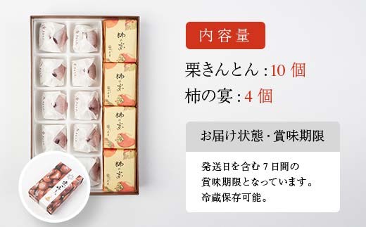 新栗＆新柿 和菓子処一茶堂 栗きんとん10個・柿の宴4個 詰め合わせ F4N-0834