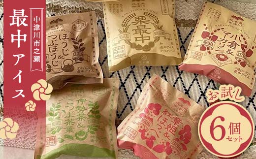中津川市之瀬最中アイスお試し6個セット アイス アイスクリーム ジェラート 最中 最中アイス 贈答 家族パック バラエティパック バラエティセット 乳製品 お菓子 箱詰め セット商品 詰め合わせ デザート お試しセット F4N-1840