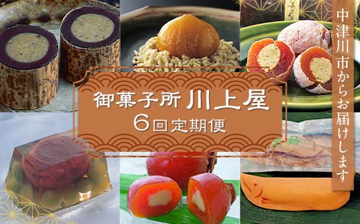 御菓子所 川上屋 【6回定期便】柿の美きんとん／ ささめささ栗／ 嬉しの栗／ ささ栗・美濃栗の里6個詰合せ／ 木曽路の四季／ 水辺の若鮎 和菓子 くり クリ 栗きんとん F4N-1930