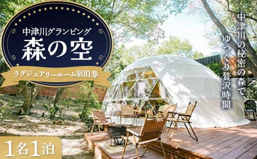 中津川グランピング 森の空【ラグジュアリールーム1名宿泊券】8Mドームテント F4N-0475