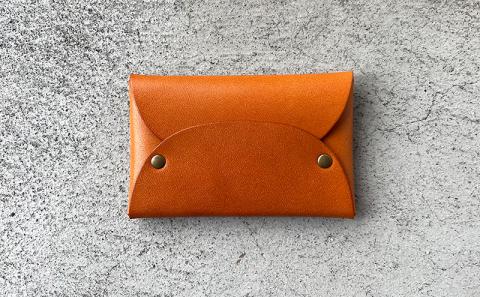 本革 差し込みフラップ名刺入れ・カードケース 栃木レザー　レッド