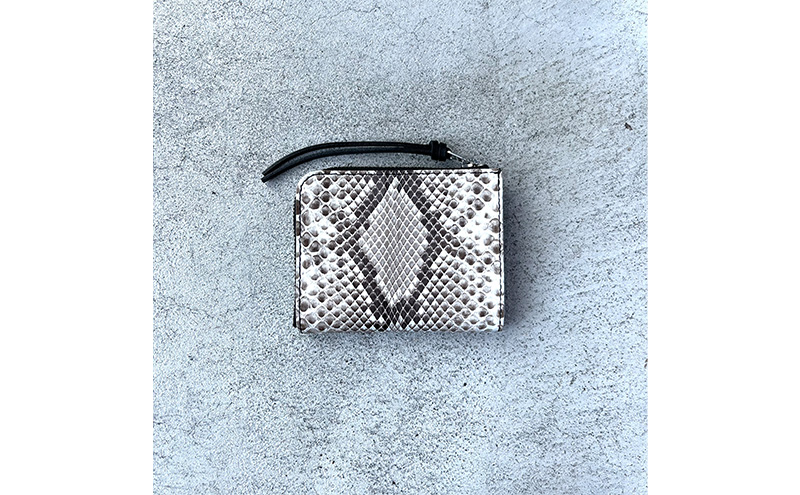 本革 L字ファスナーミニ財布 ダイヤモンドパイソンレザー