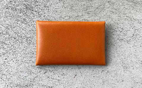 本革 差し込みフラップ名刺入れ・カードケース 栃木レザー　ブラウン