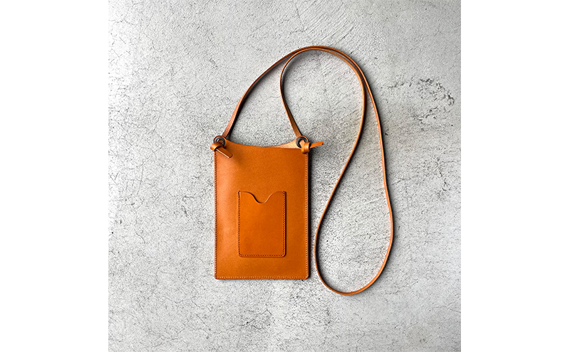 本革 スマホショルダー 栃木レザー　レッド