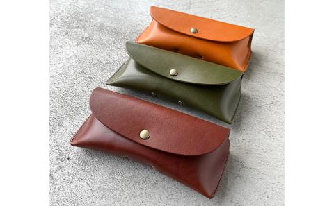 本革 メガネケース 栃木レザー　キャメル