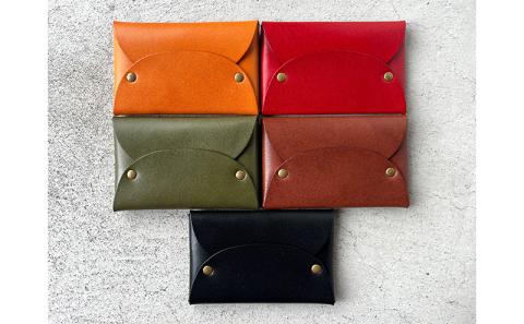 本革 差し込みフラップ名刺入れ・カードケース 栃木レザー　ブラウン