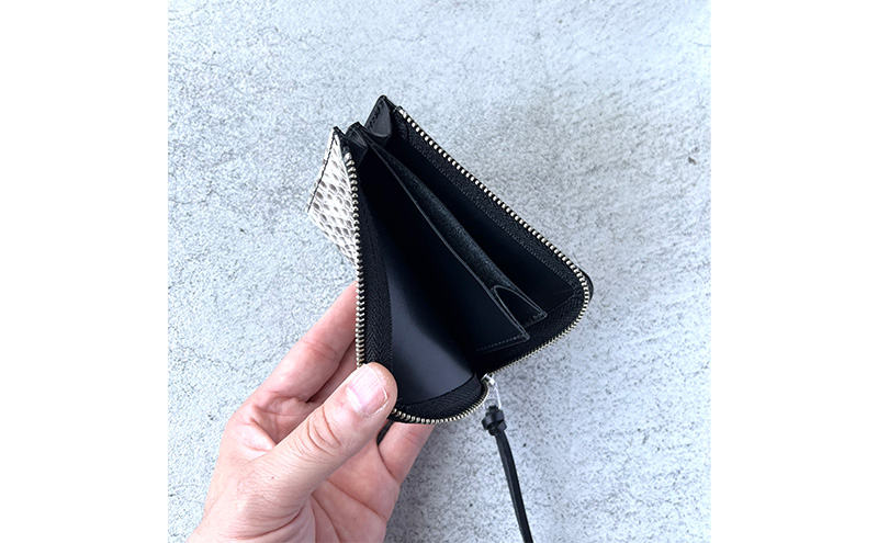 本革 L字ファスナーミニ財布 ダイヤモンドパイソンレザー