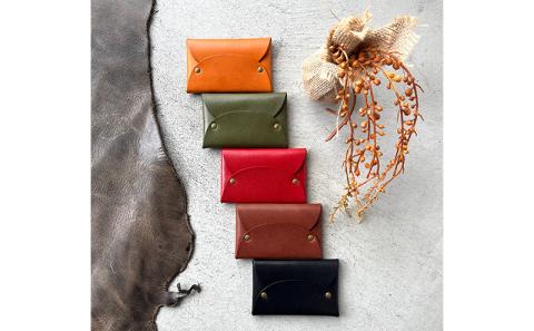 本革 差し込みフラップ名刺入れ・カードケース 栃木レザー　キャメル