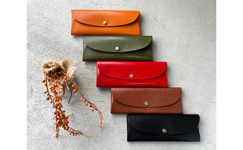 本革 ノンステッチのペンケース 栃木レザー　グリーン