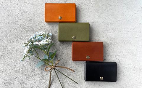 本革 ノンステッチ名刺入れ・カードケース 栃木レザー　キャメル