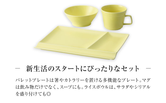 【美濃焼】　新生活のはじまりに miyama. スターターセット 3点 イエローマット 瑞浪市 / ミヤマプランニング 食器 プレート マグ ボウル [AZCM025] イエローマット