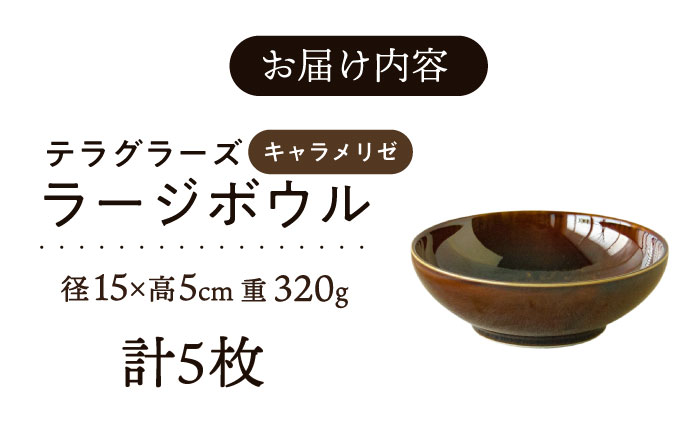 【美濃焼】 テラグラーズ ラージボウル キャラメリゼ 5客揃 瑞浪市 / アワサカ 食器 鉢 ボウル [AZAD004]