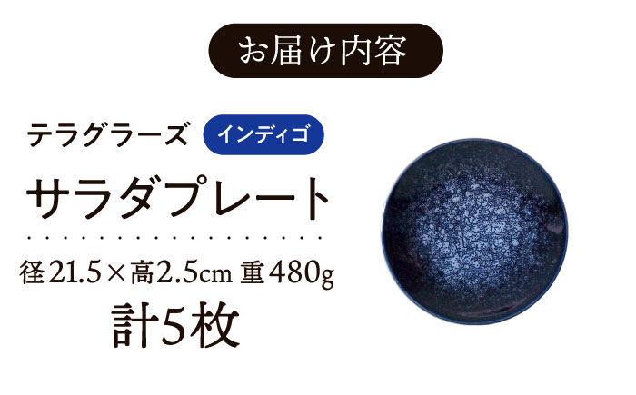 【美濃焼】 テラグラーズ サラダプレート インディゴ 5客揃 瑞浪市 / アワサカ 食器 皿 プレート [AZAD026]